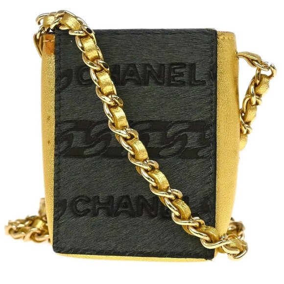 Chanel Khaki Chain Shoulder Cigarette Case Small Good 124965 - Picture 1 of 12